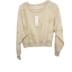 NWT Olive & Oak cream star print cropped boxy sweatshirt Medium b